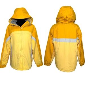 Columbia Womens XL Ski Snow Insulated Jacket Yellow Hooded Fleece Lined Coat